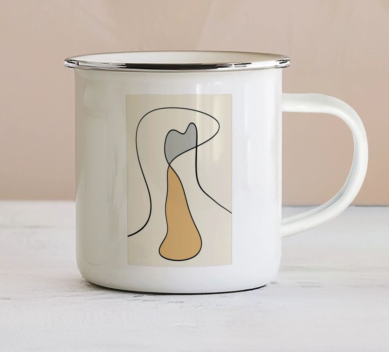 Minimal graceful line art abstract 07 tazza in smalto da Little Dean