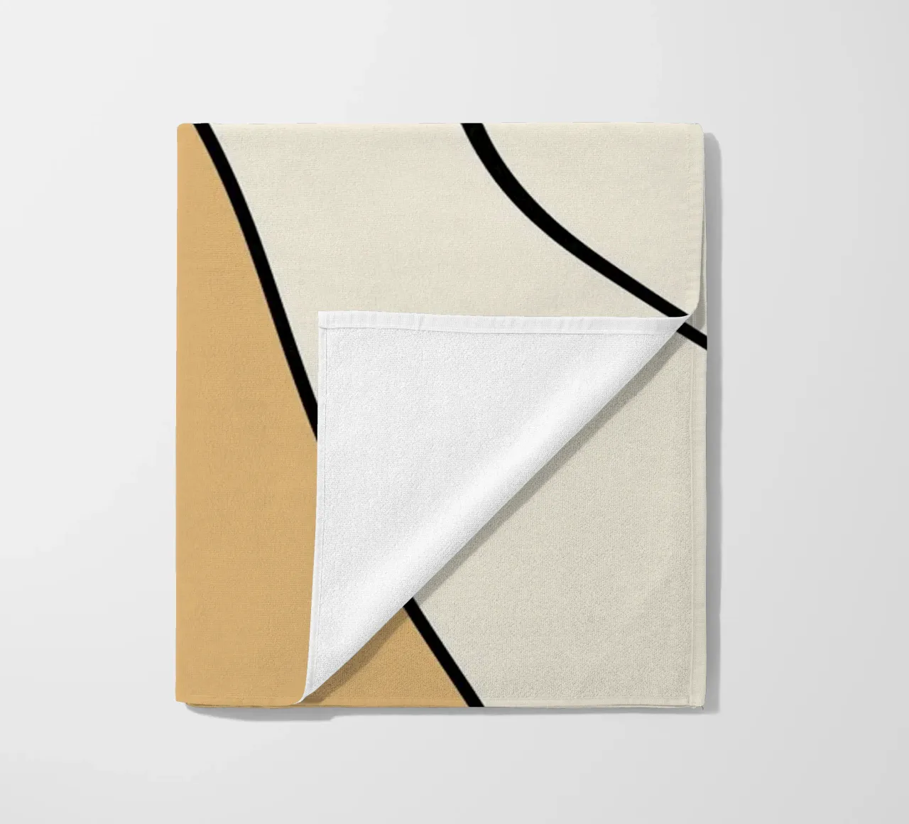 Minimal graceful line art abstract 07 beach towel by Little Dean