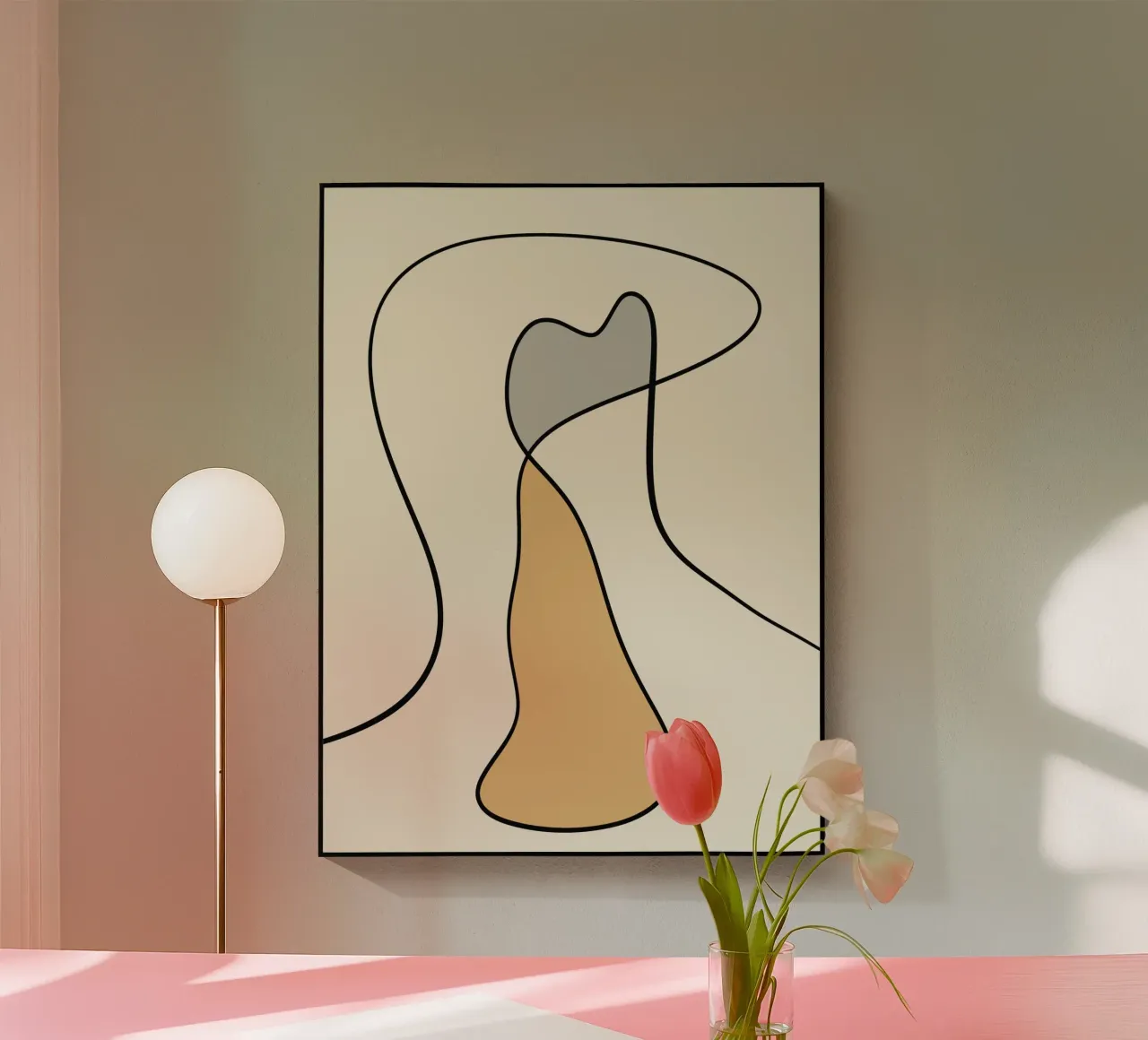 Minimal graceful line art abstract 07 acrylic glass by Little Dean