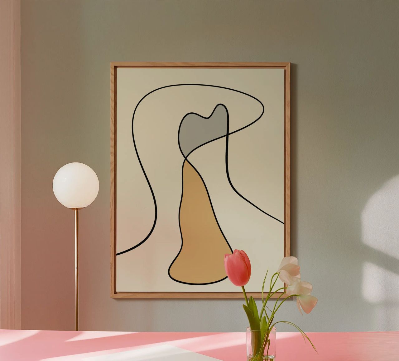 Minimal graceful line art abstract 07 alluminio dibond da Little Dean