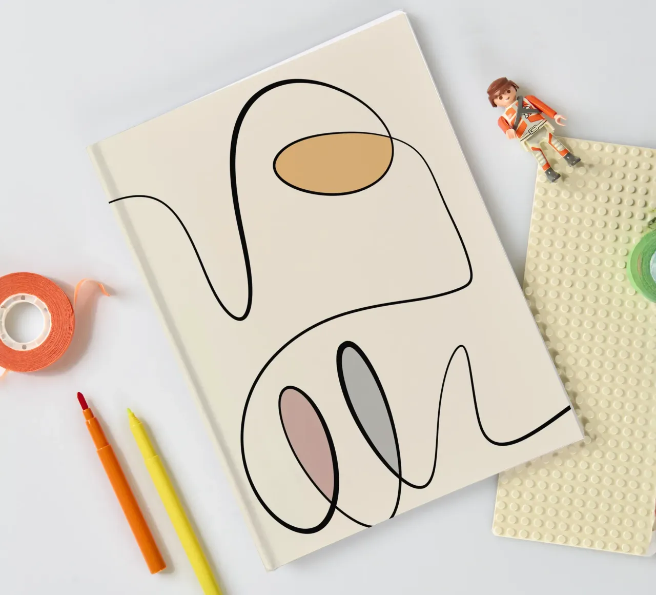 Minimale anmutige Linie Kunst abstrakt 06 Notizbuch von Little Dean