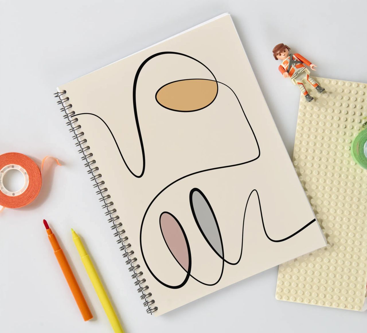 Minimal graceful line art abstract 06 spiral notebook by Little Dean