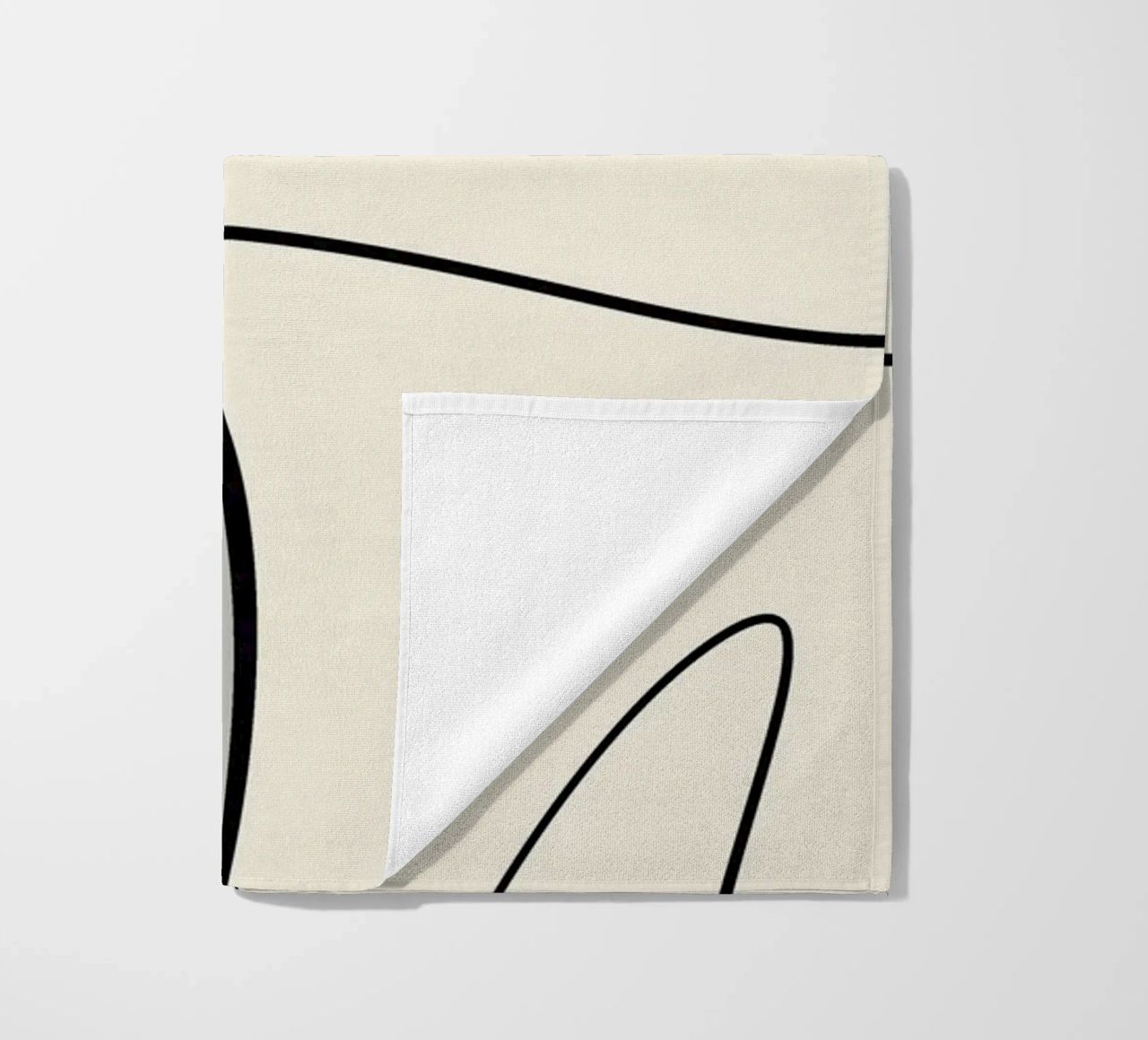 Minimal graceful line art abstract 06 beach towel by Little Dean
