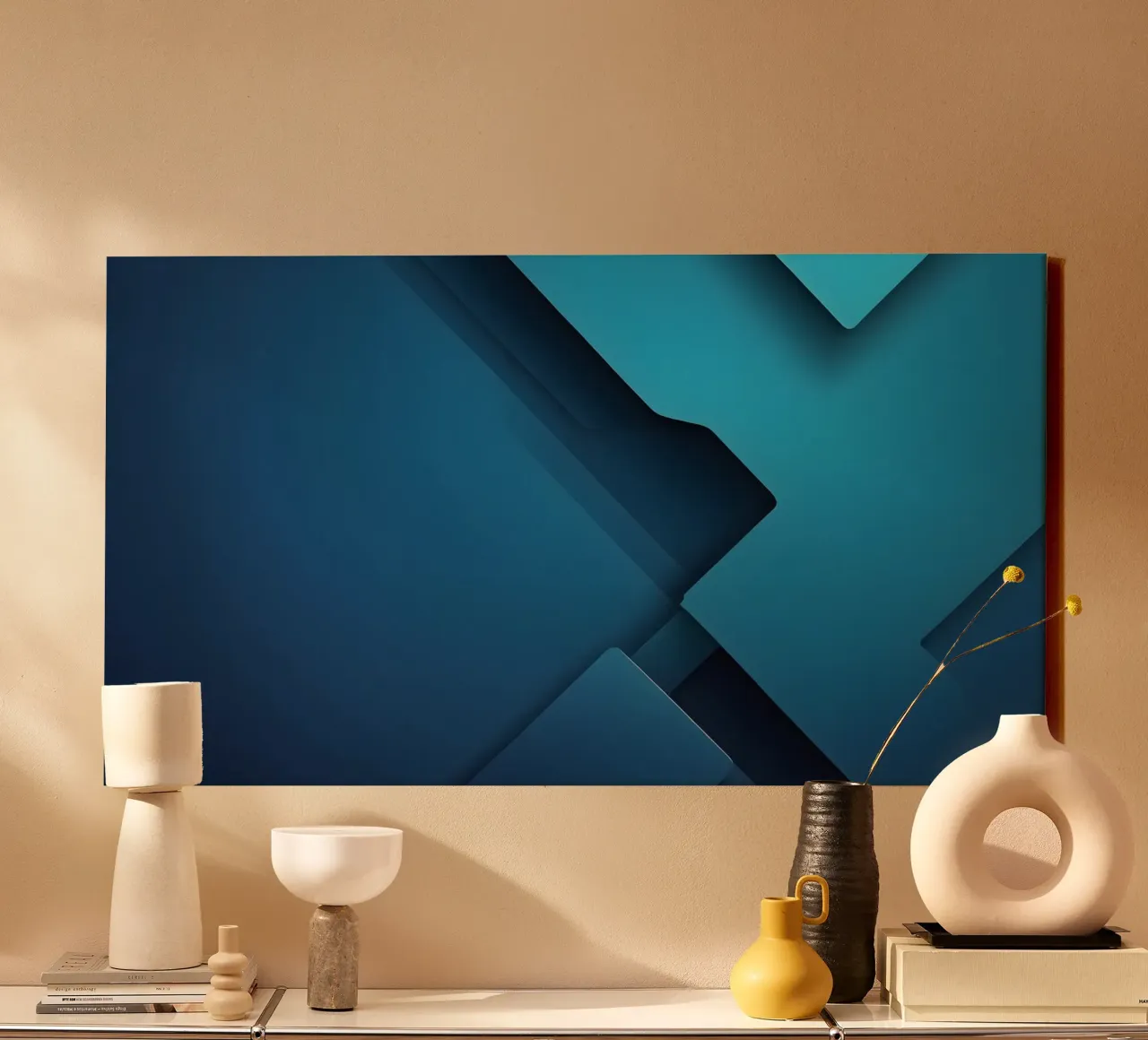 Design astratto di forme geometriche blu tela da DesignDoodle