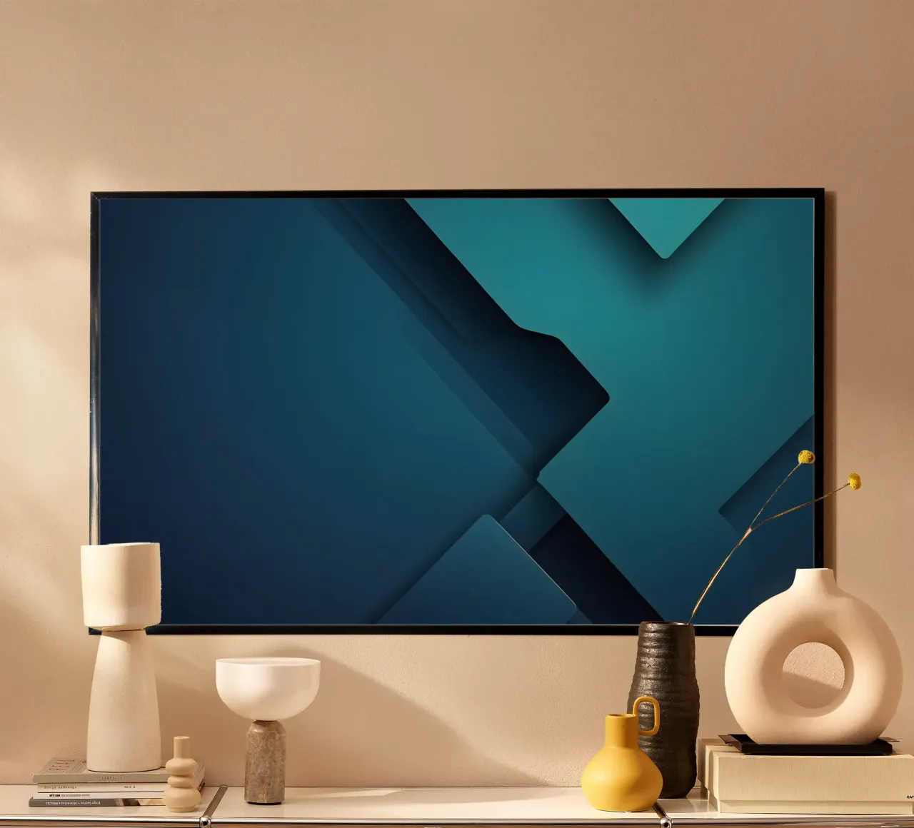 Design astratto di forme geometriche blu poster da DesignDoodle