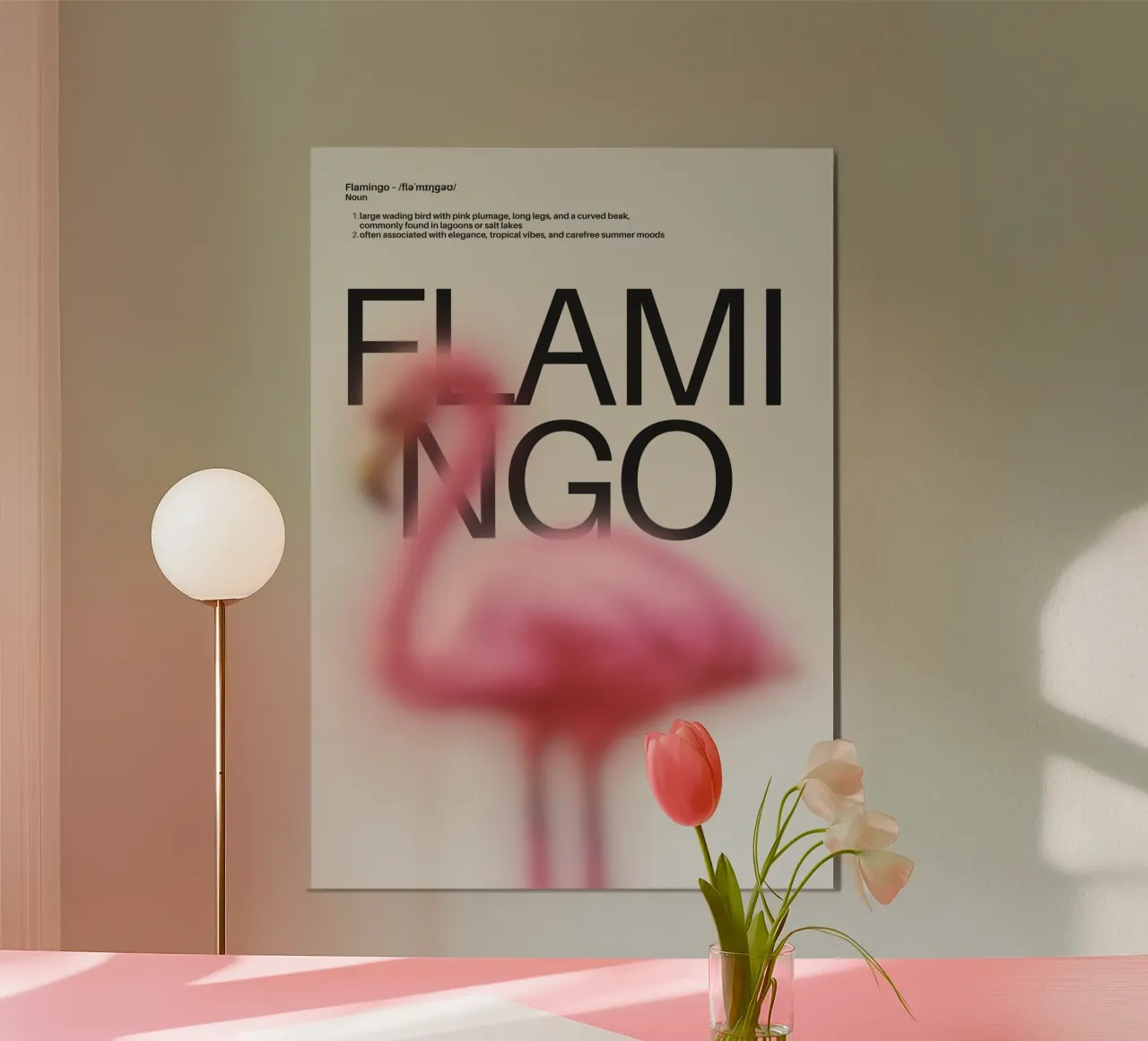 FLAMINGO poster con telaio in legno da Einfach Uebel