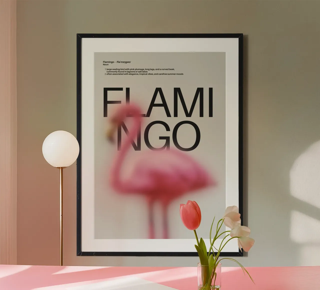 FLAMINGO poster con telaio in legno da Einfach Uebel