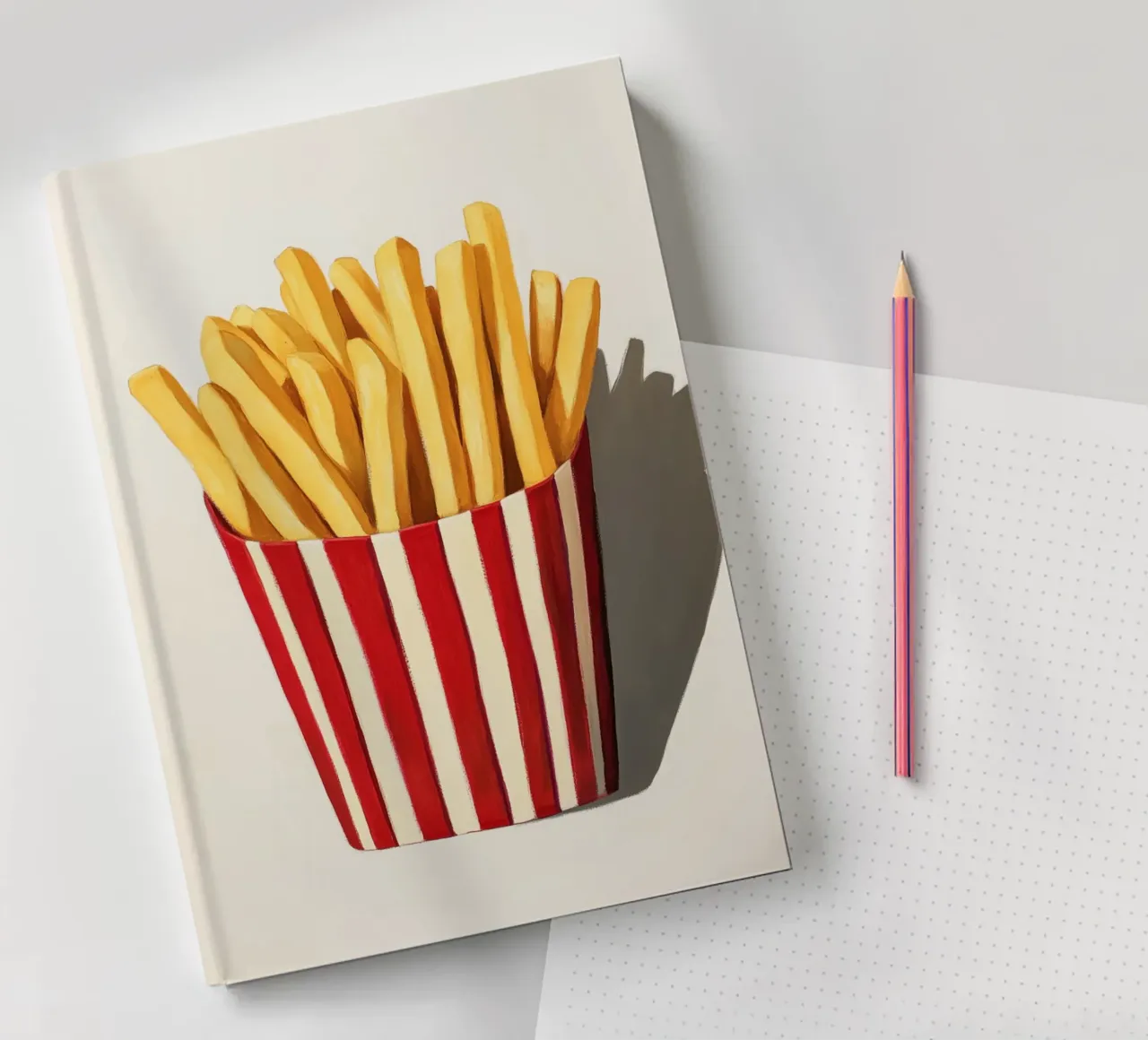 Fresh retro fries, red notebook by Carinaprint