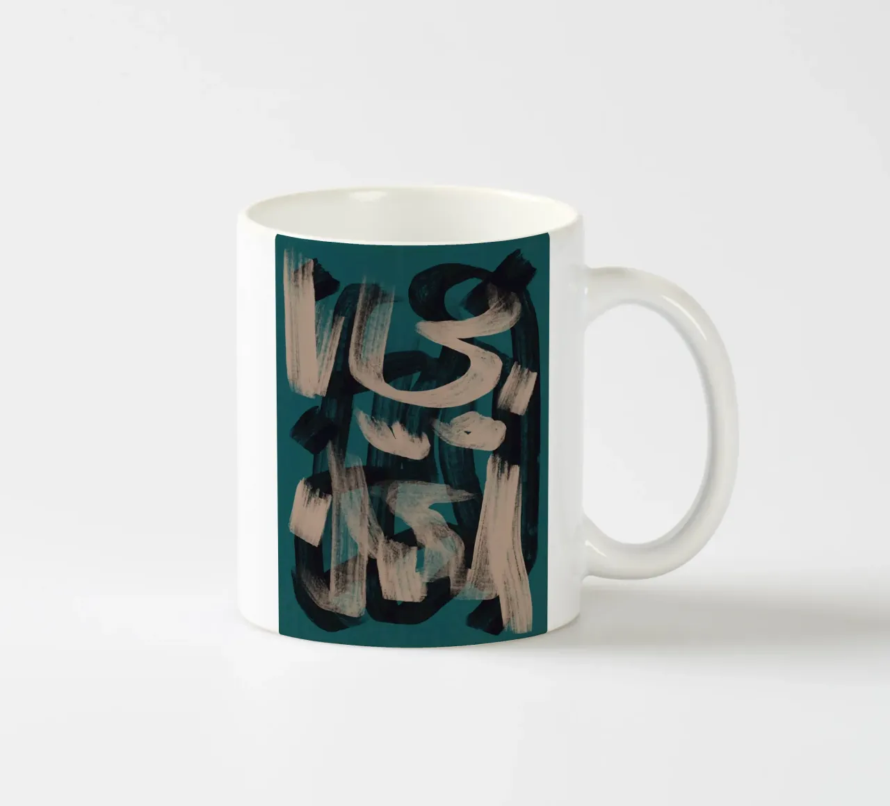 Astratto a pennello secco in verde scuro tazza in ceramica da Little Dean