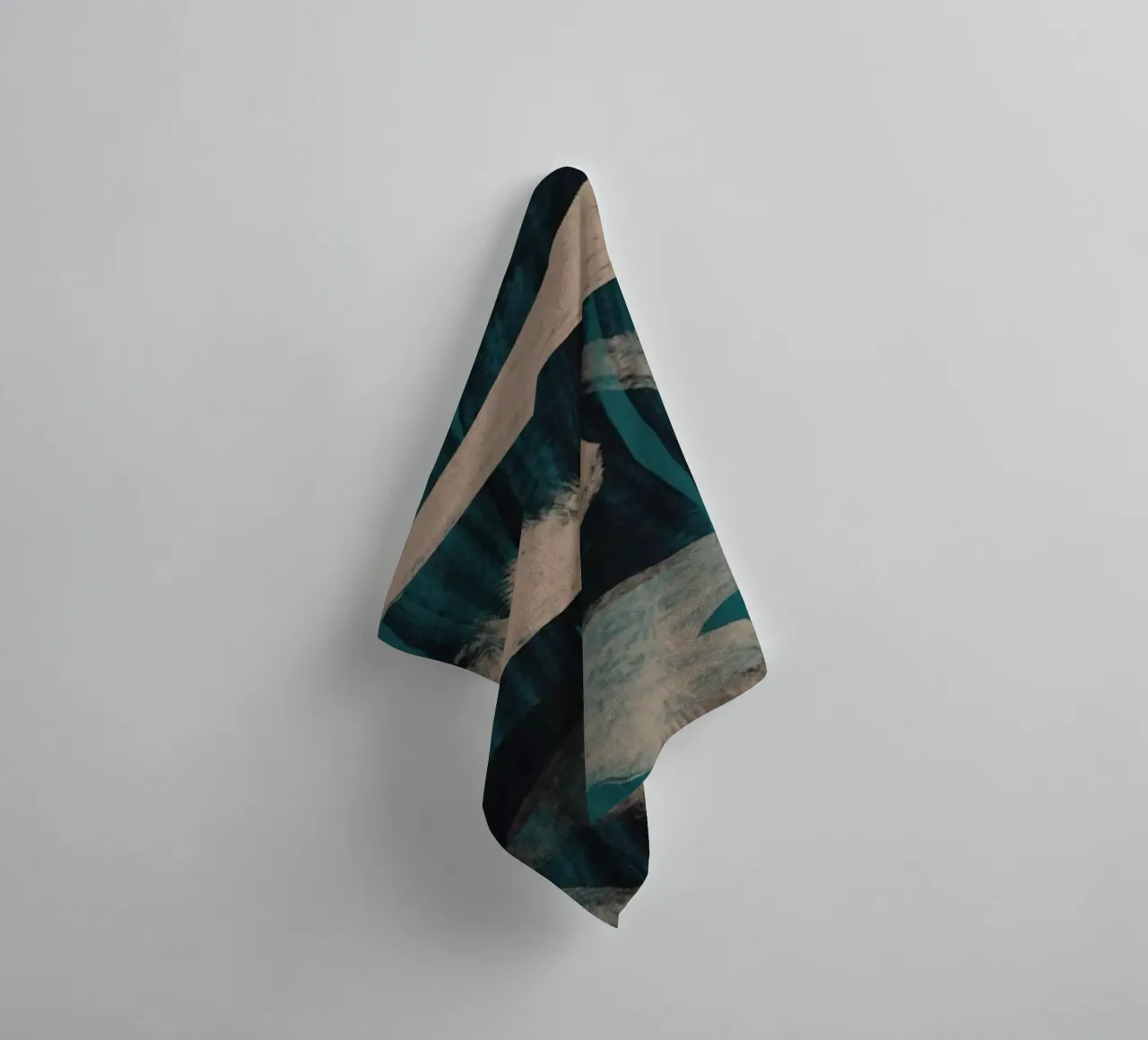 Dry brush abstract in dark green towel by Little Dean