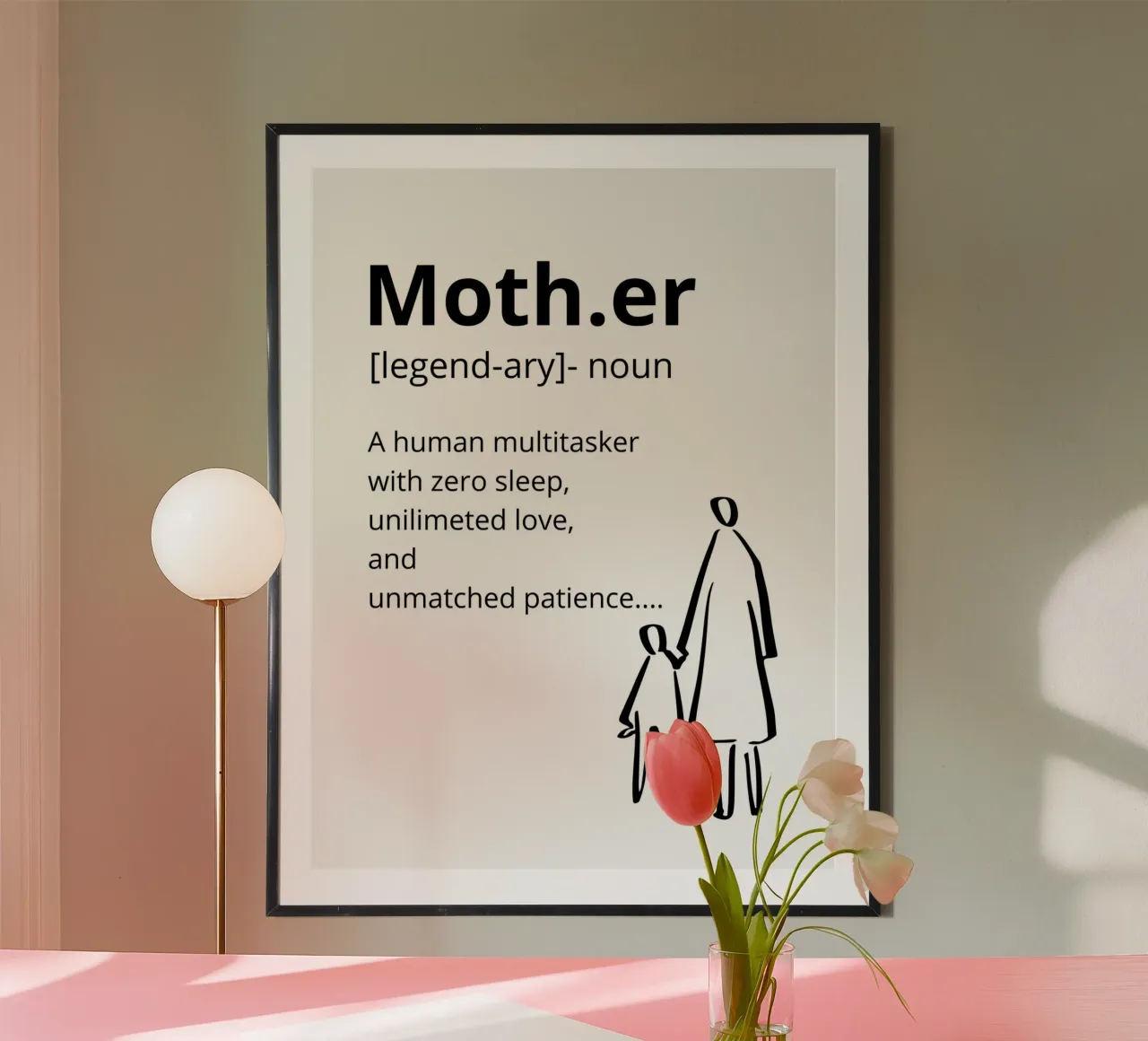 Definition of "Mother poster con telaio in legno da ramosashop