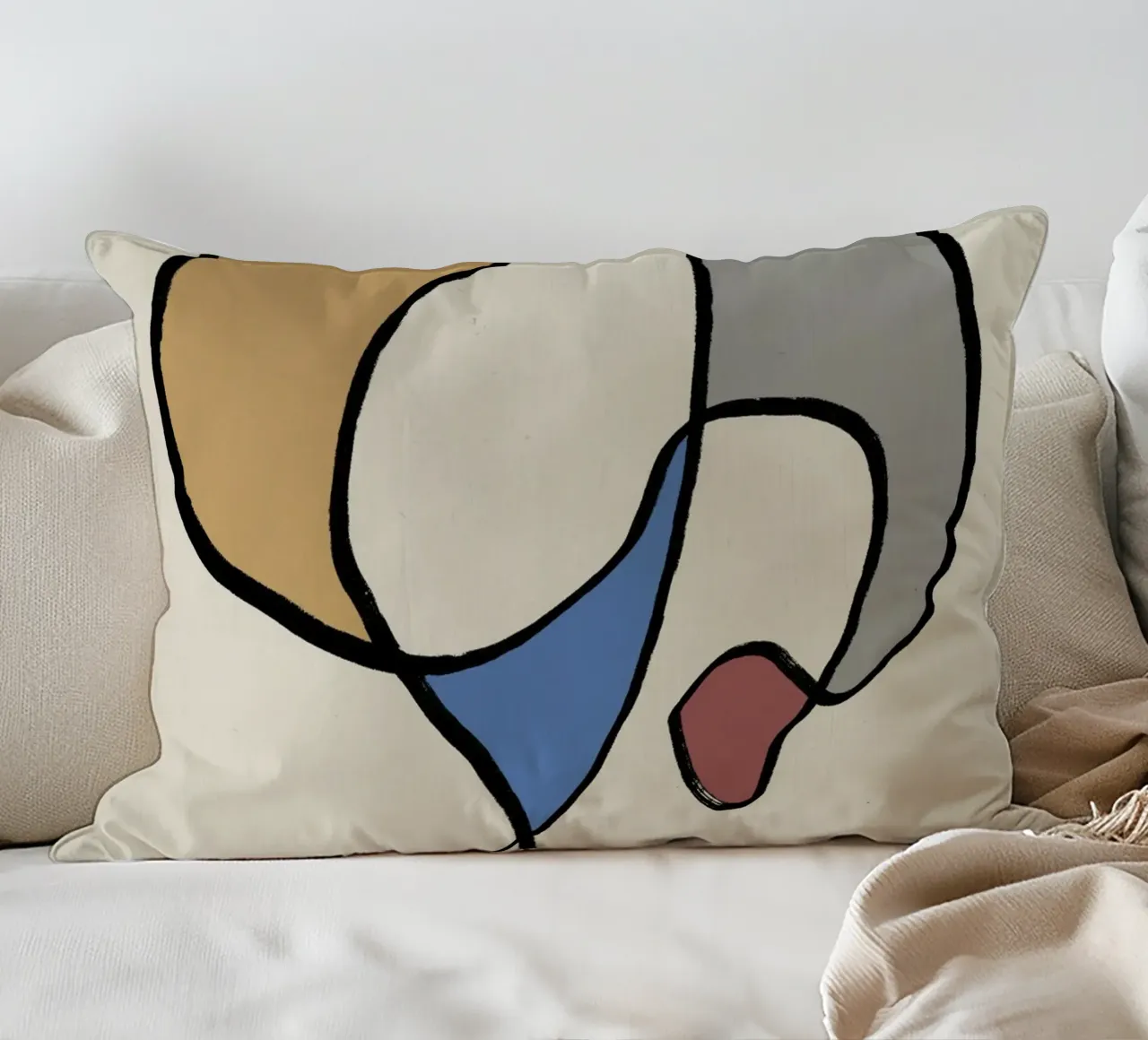 Minimal graceful line art abstract 05 cuscino da Little Dean