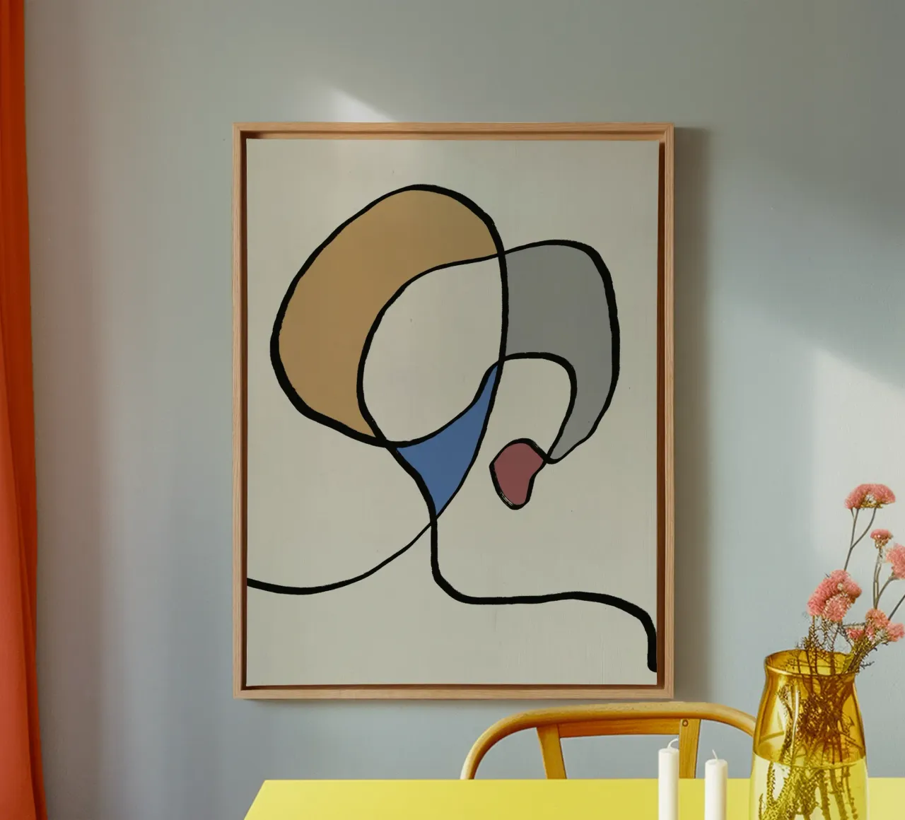 Minimal graceful line art abstract 05 tela da Little Dean