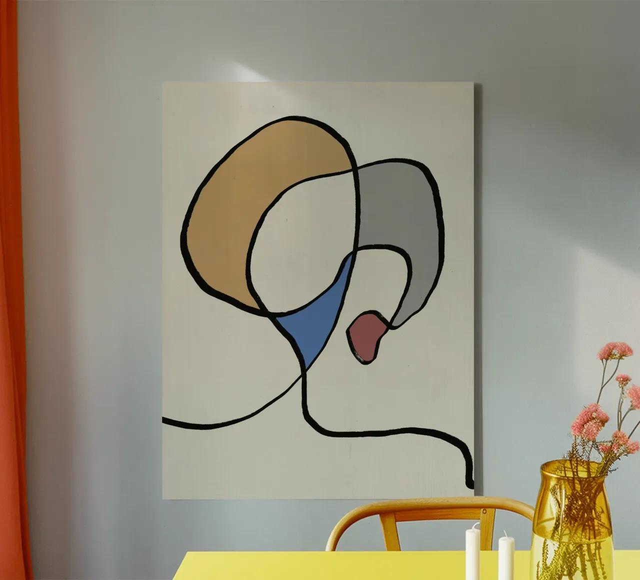 Minimal graceful line art abstract 05 tela da Little Dean