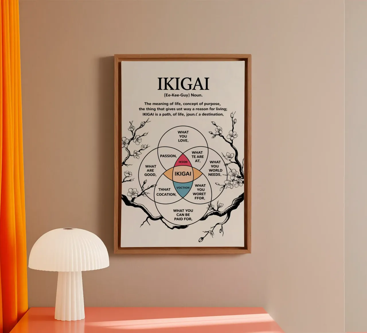 Definición de la palabra Ikigai lienzo con Marco flotante de Dale Edward YoungJr