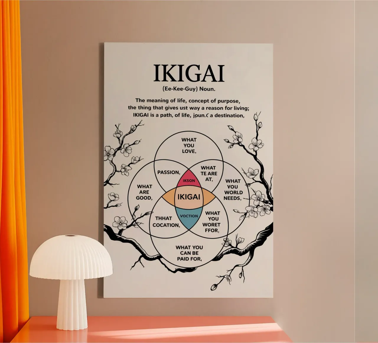 Definición de la palabra Ikigai lienzo con Marco flotante de Dale Edward YoungJr