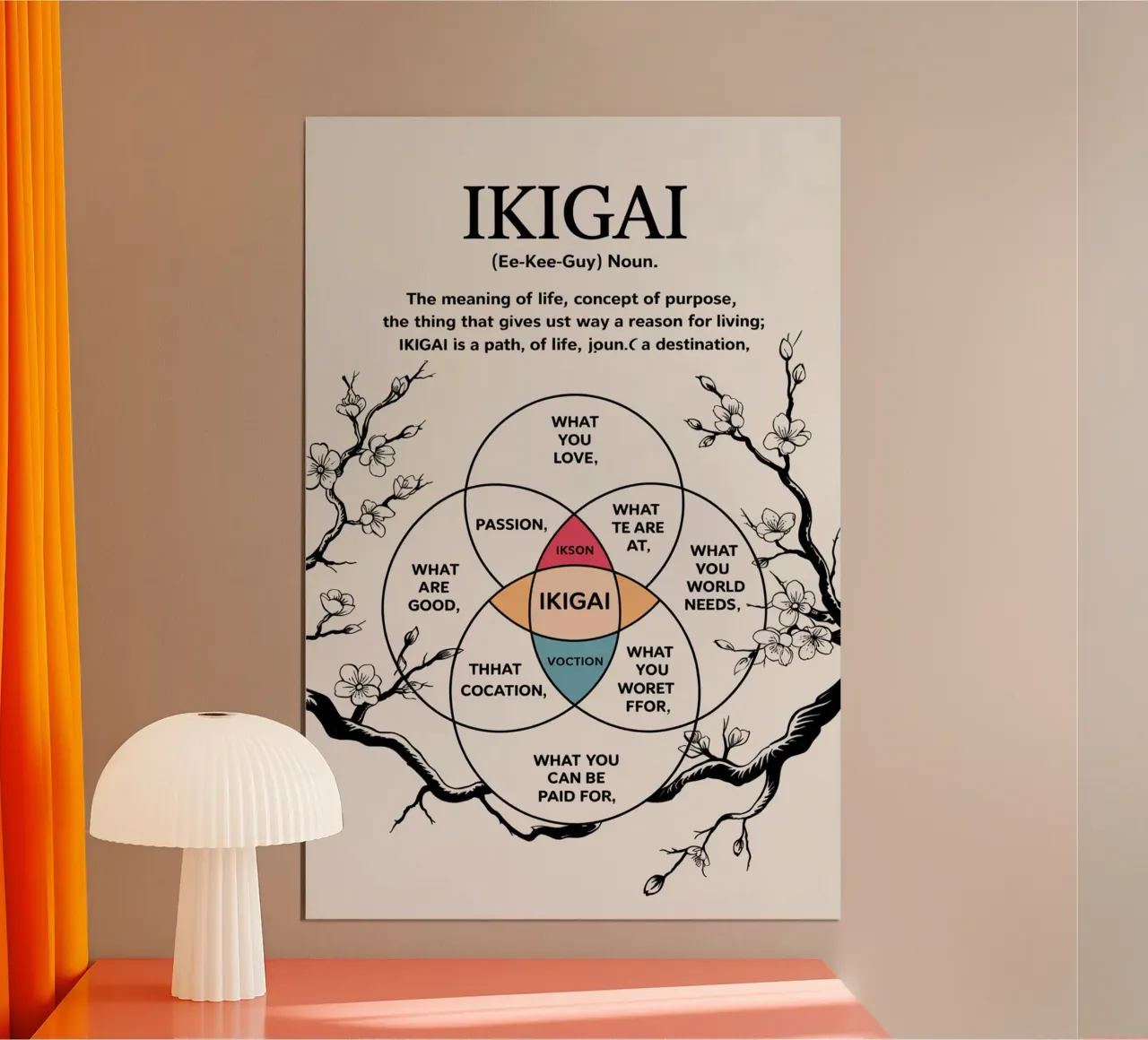 Definizione della parola Ikigai poster con telaio in plastica da Dale Edward YoungJr