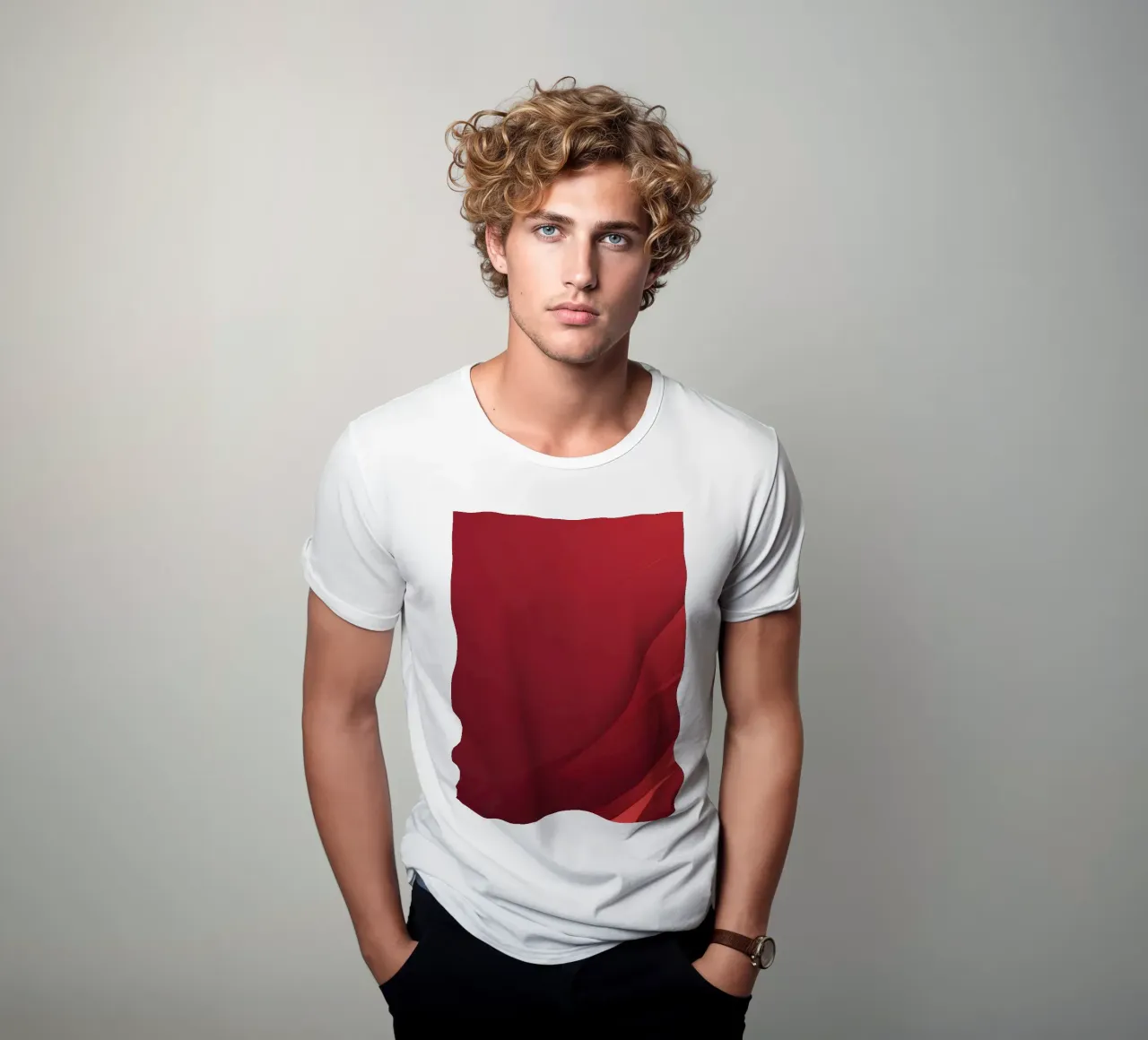 Abstract red background design with flowing shapes t-shirt by DesignDoodle