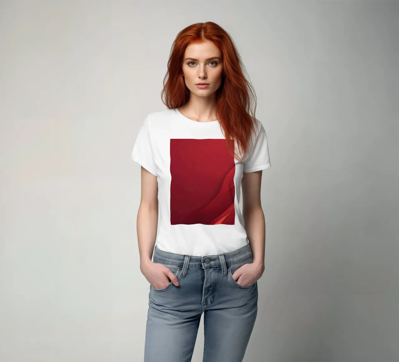 Abstract red background design with flowing shapes t-shirt by DesignDoodle