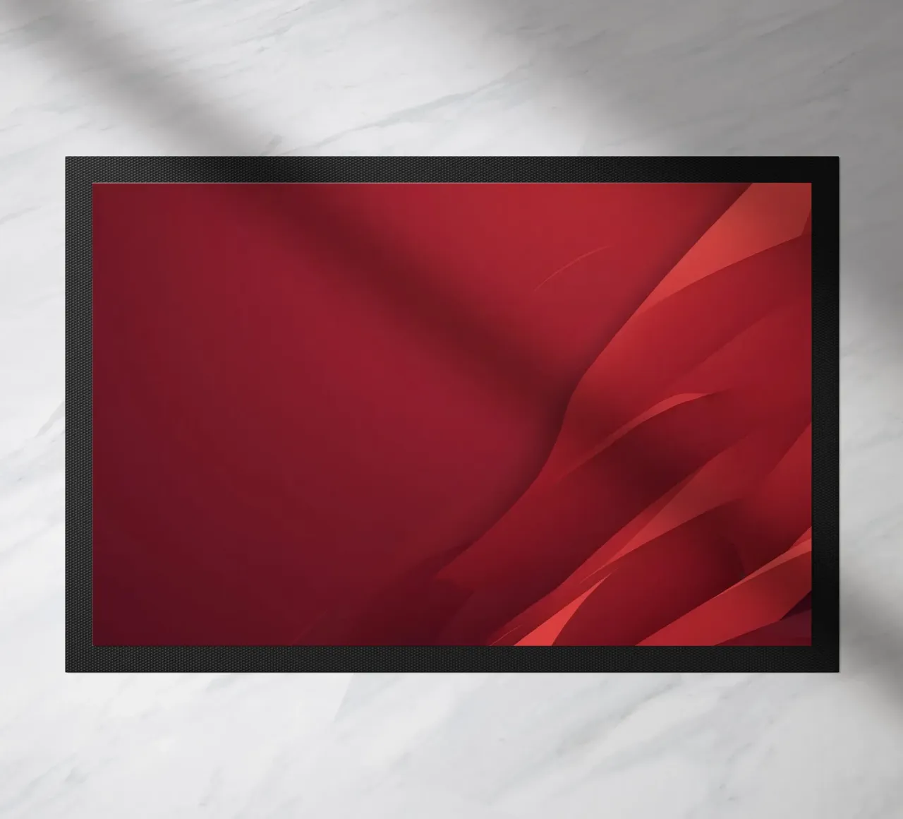 Abstract red background design with flowing shapes doormat by DesignDoodle