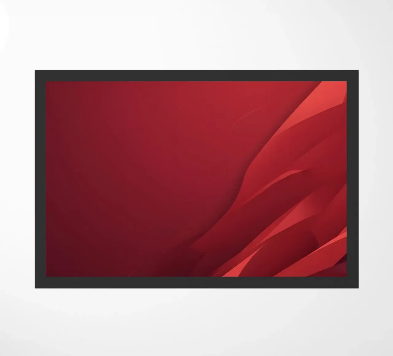 Abstract red background design with flowing shapes doormat by DesignDoodle