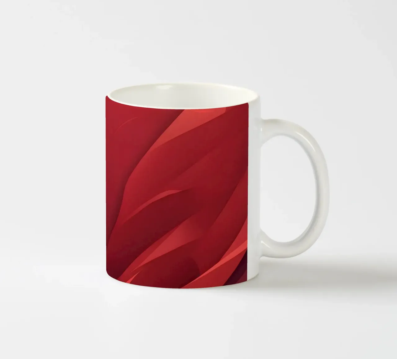 Abstract red background design with flowing shapes ceramic mug by DesignDoodle