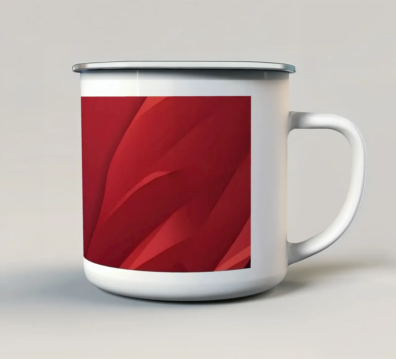 Abstract red background design with flowing shapes enamel mug by DesignDoodle