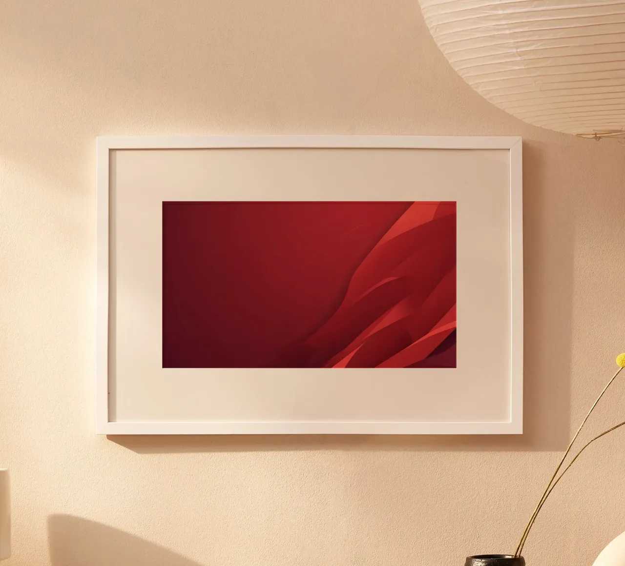 Abstract red background design with flowing shapes hahnemühle by DesignDoodle