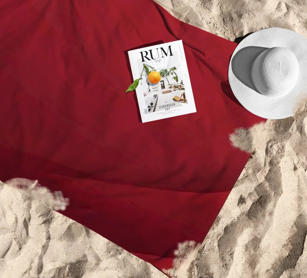 Abstract red background design with flowing shapes beach towel by DesignDoodle