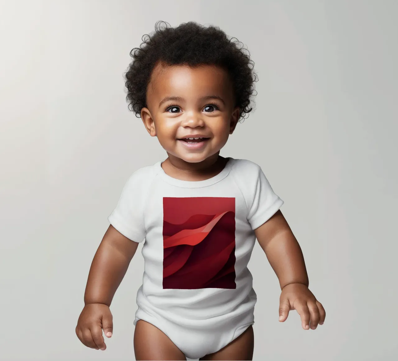 Abstract red waves create a dynamic and engaging wallpaper short-sleeve baby romper by DesignDoodle