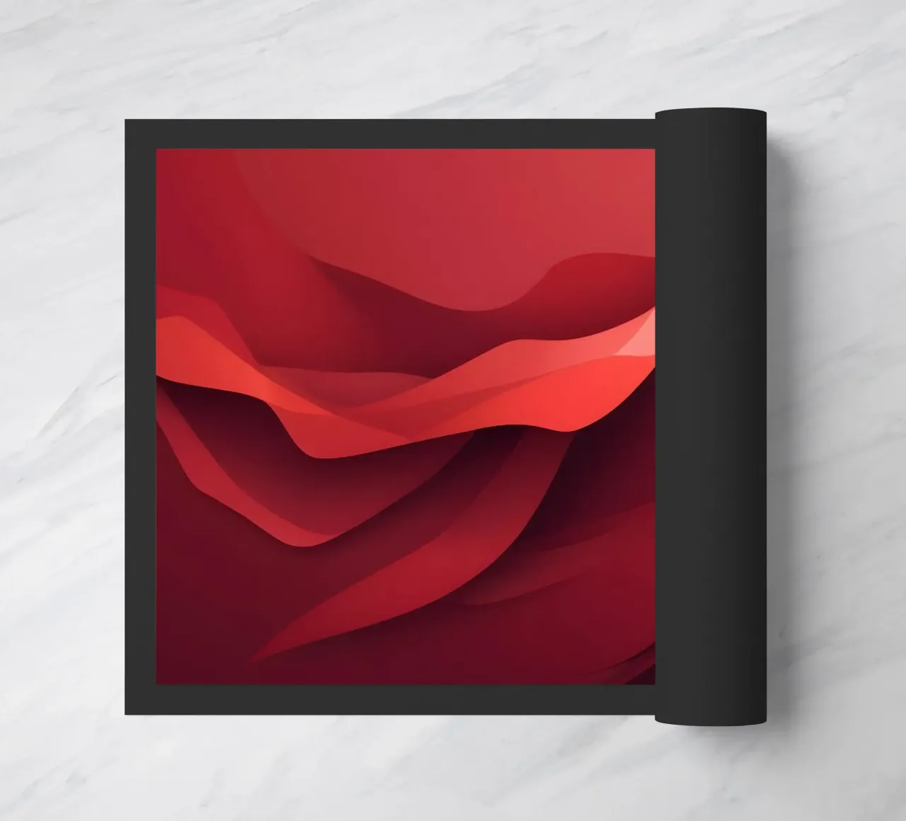 Abstract red waves create a dynamic and engaging wallpaper doormat by DesignDoodle