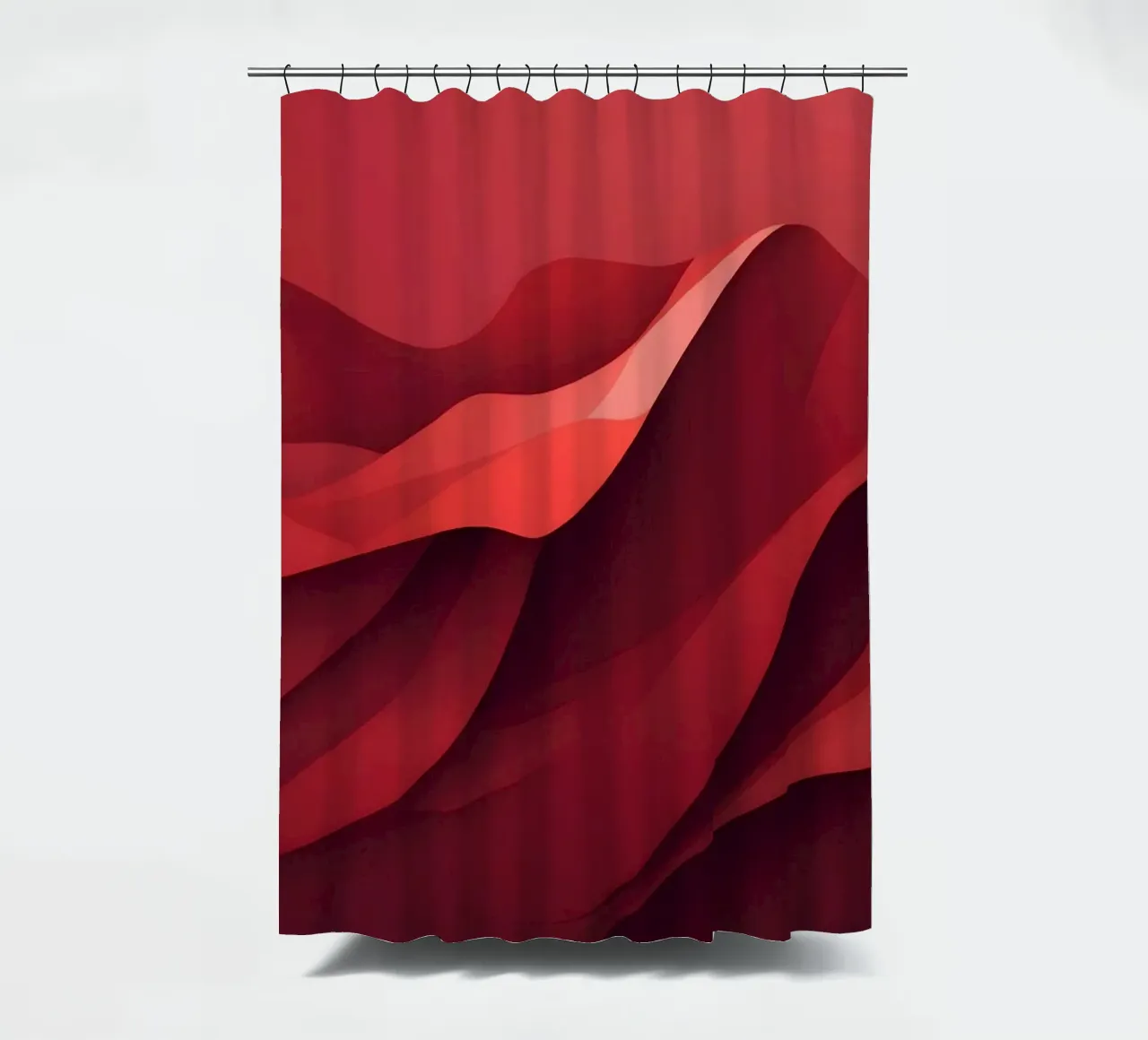 Abstract red waves create a dynamic and engaging wallpaper shower curtain by DesignDoodle