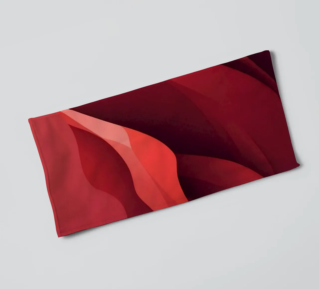 Abstract red waves create a dynamic and engaging wallpaper towel by DesignDoodle