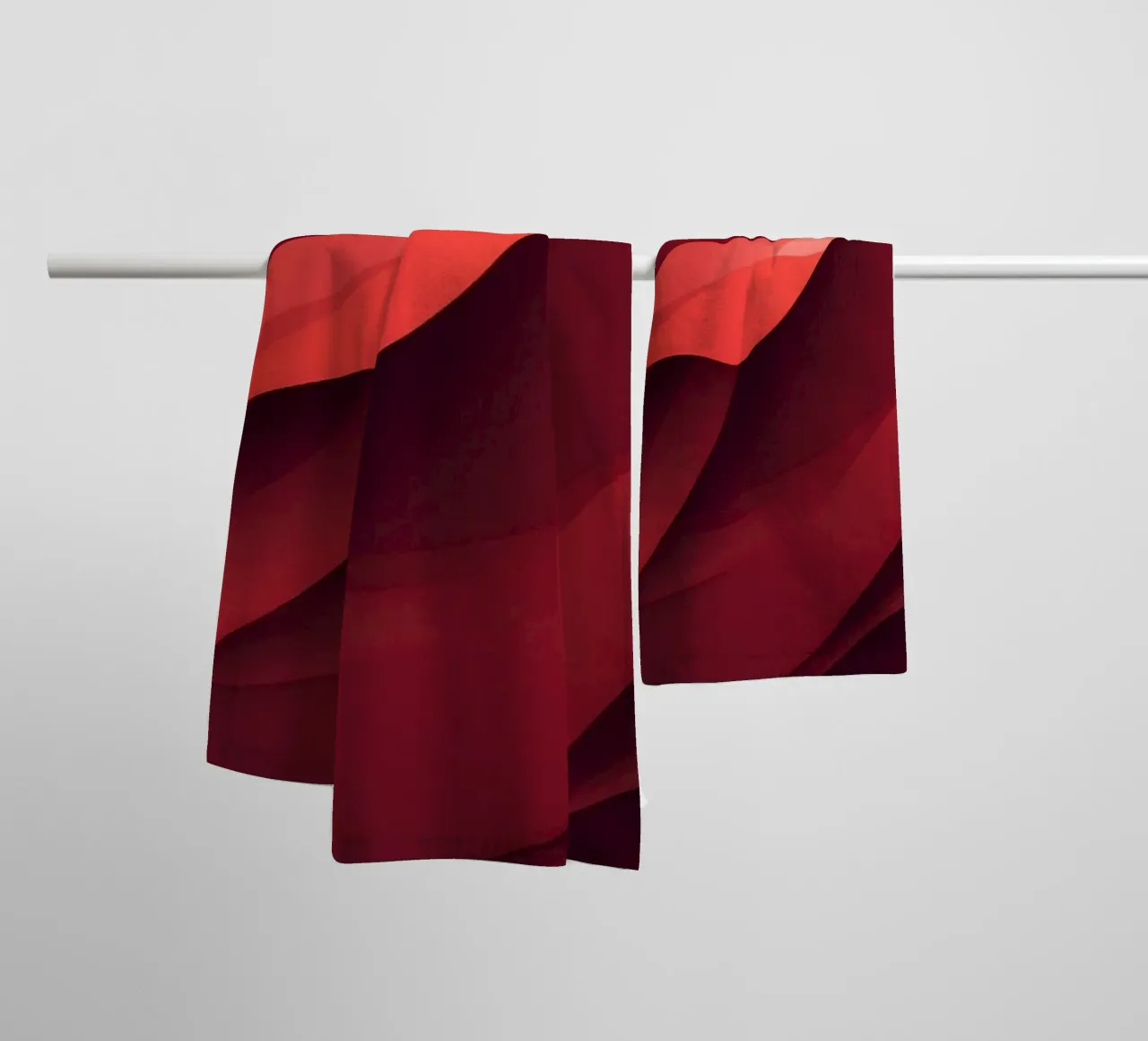 Abstract red waves create a dynamic and engaging wallpaper towel by DesignDoodle