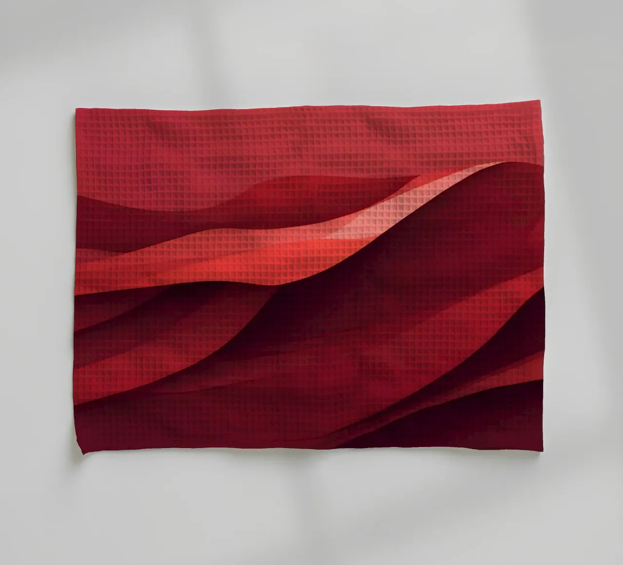 Des vagues rouges abstraites créent un papier peint dynamique et attrayant. torchon de DesignDoodle