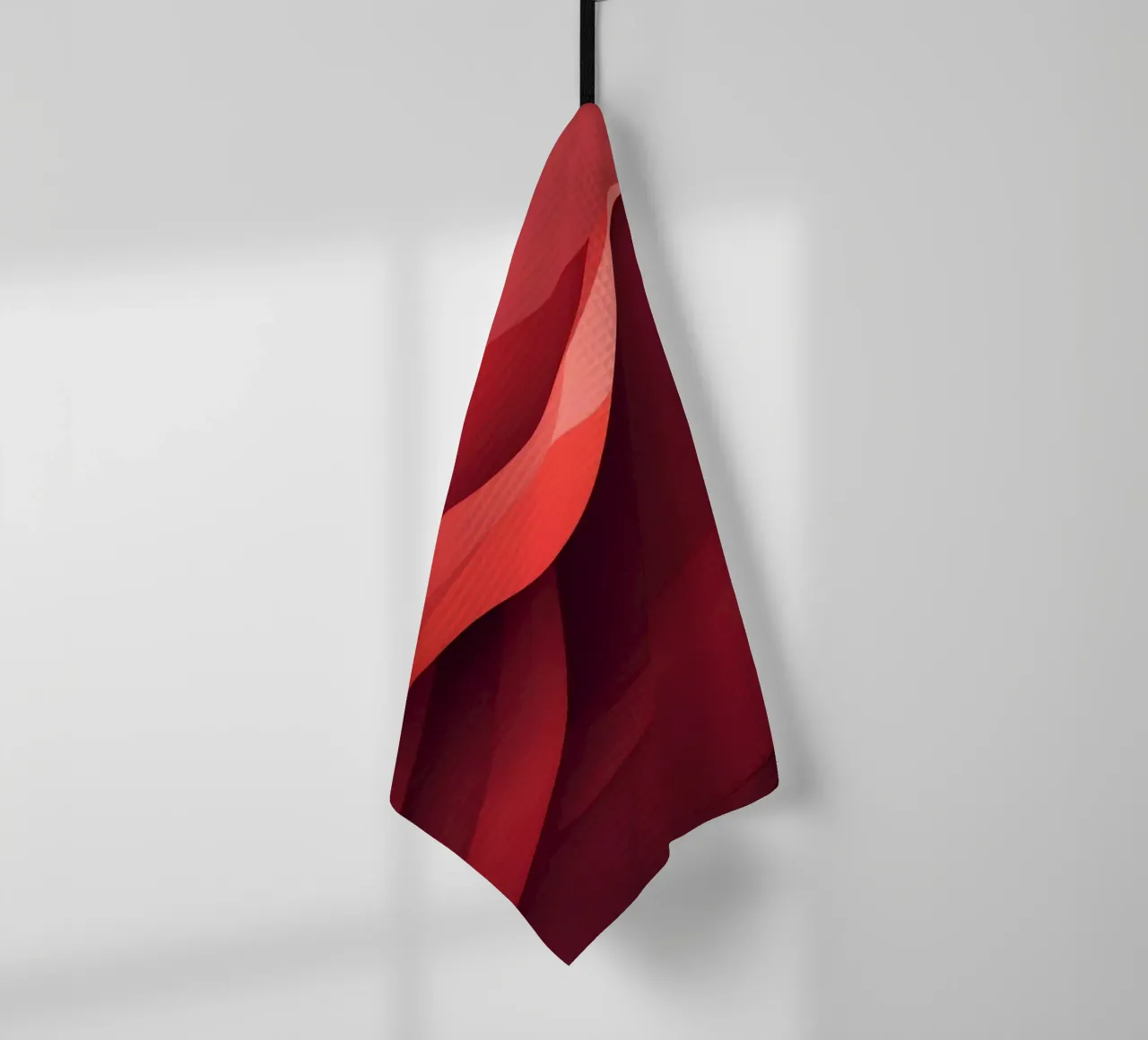 Des vagues rouges abstraites créent un papier peint dynamique et attrayant. torchon de DesignDoodle