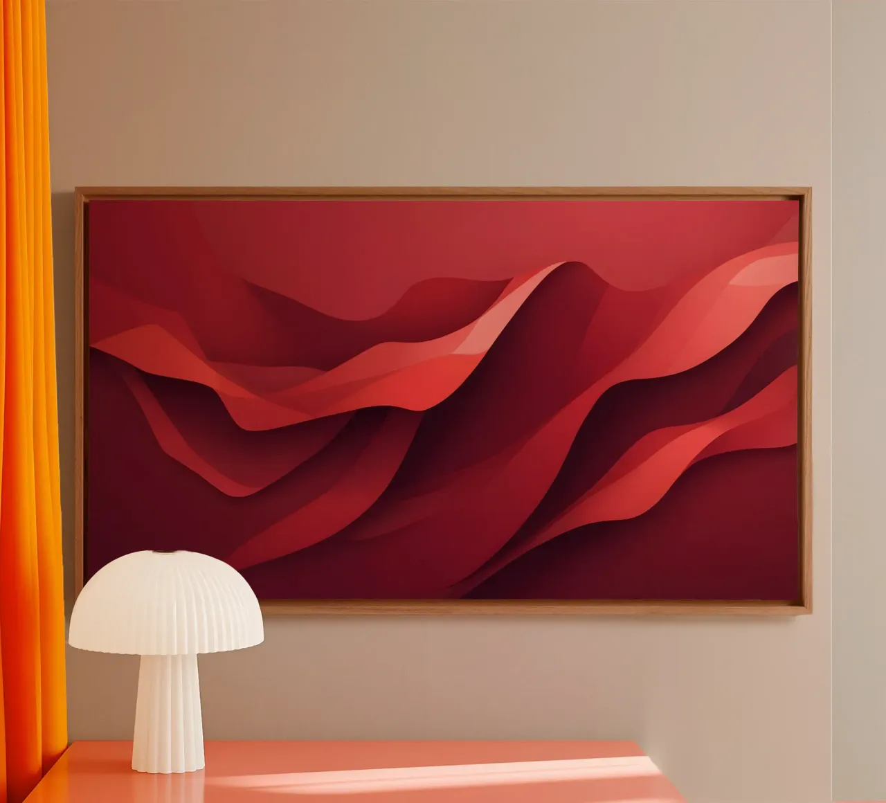 Abstract red waves create a dynamic and engaging wallpaper canvas by DesignDoodle