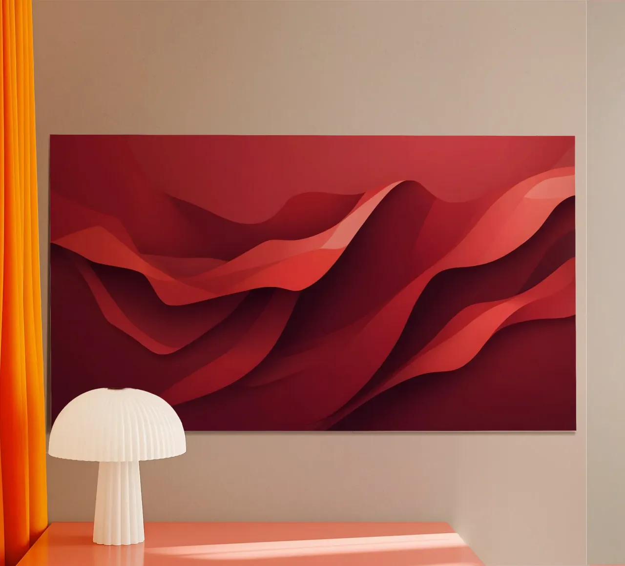 Abstract red waves create a dynamic and engaging wallpaper hahnemühle by DesignDoodle