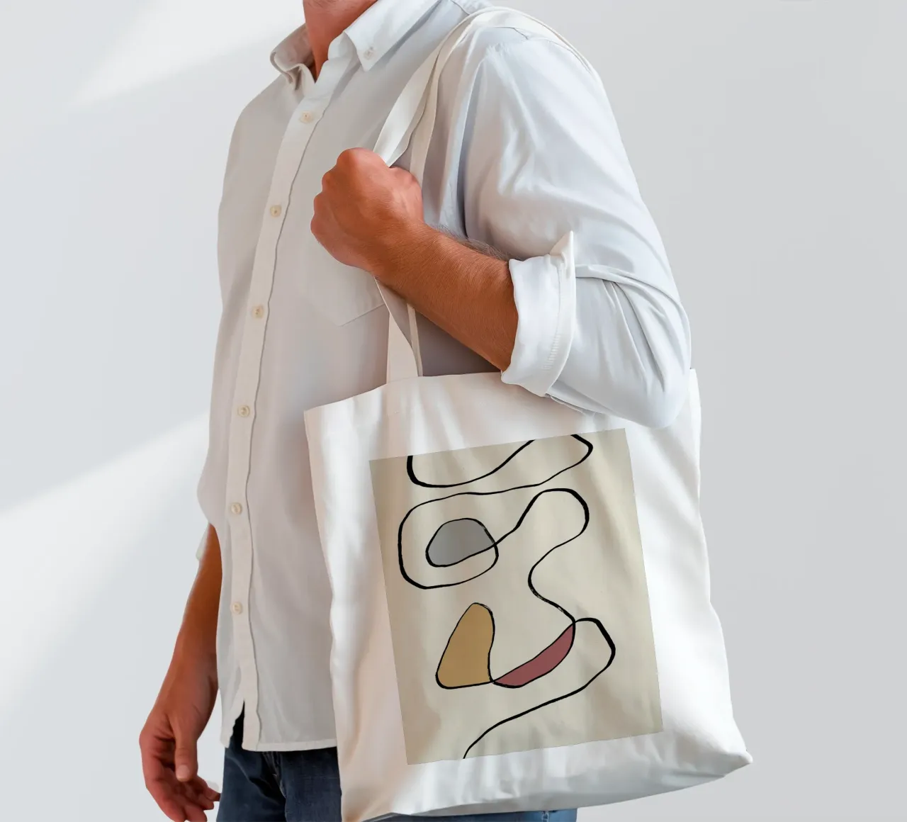 Minimal graceful line art abstract 04 borsa in juta da Little Dean