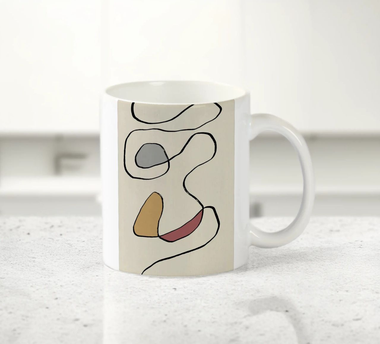 Minimal graceful line art abstract 04 tazza in ceramica da Little Dean