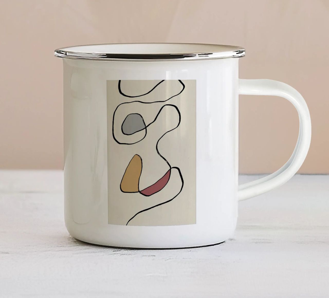 Minimal graceful line art abstract 04 tazza in smalto da Little Dean
