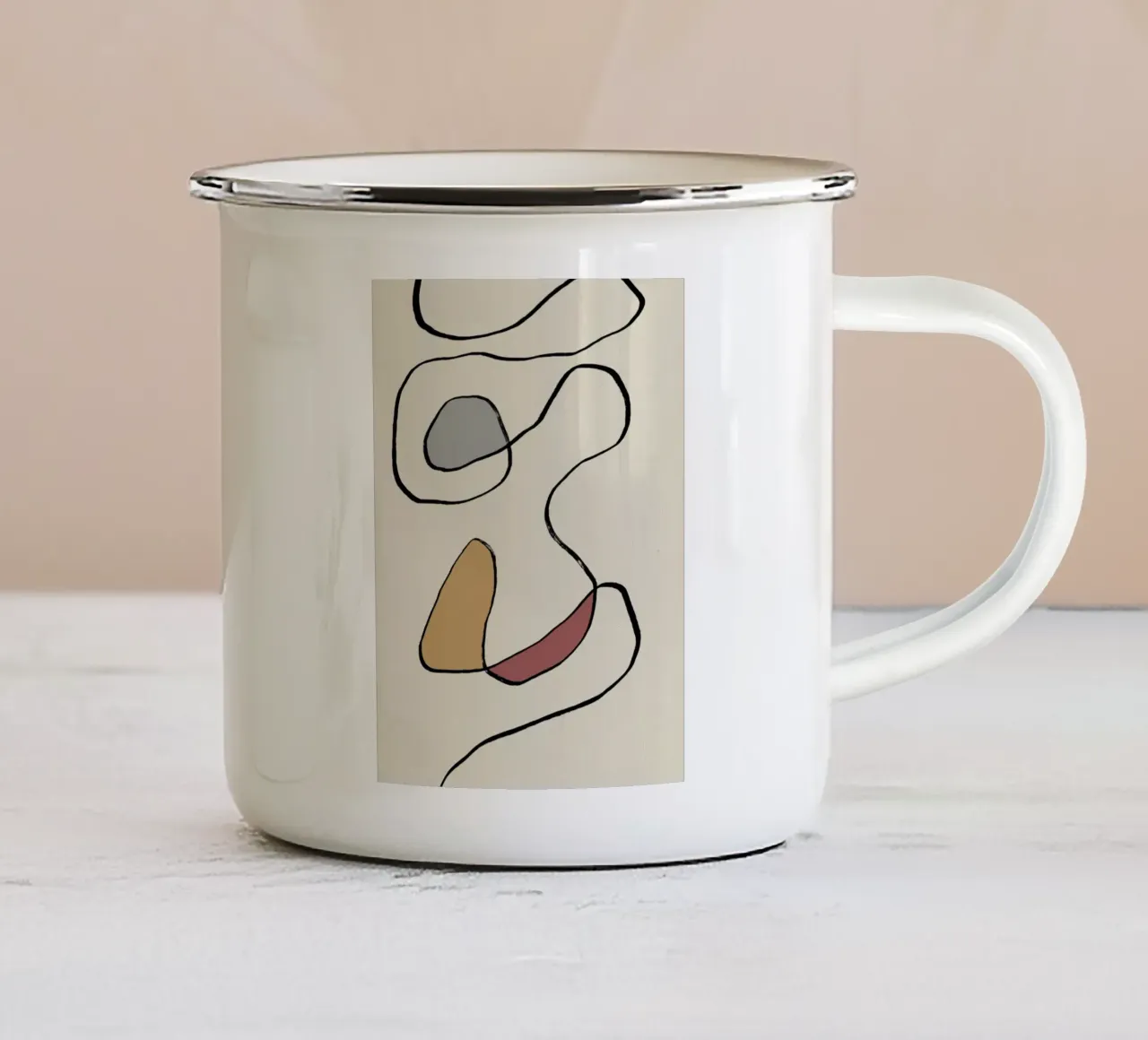 Minimale anmutige Linie Kunst abstrakt 04 Emaille Tasse von Little Dean