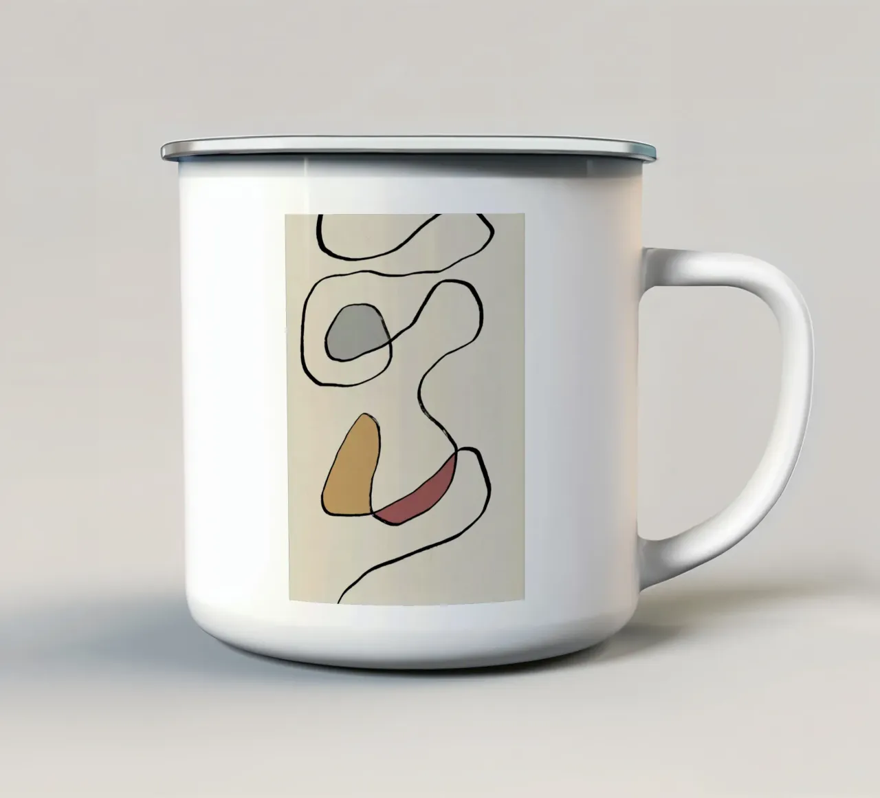 Minimale anmutige Linie Kunst abstrakt 04 Emaille Tasse von Little Dean