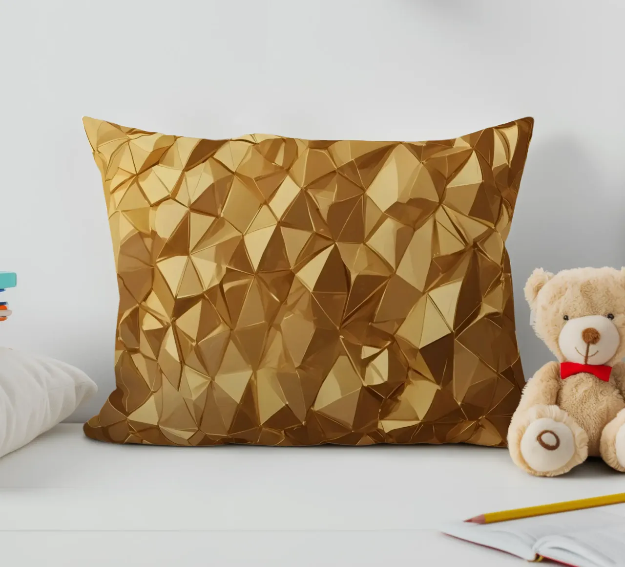 Sfondo con forme geometriche astratte dorate cuscino da DesignDoodle