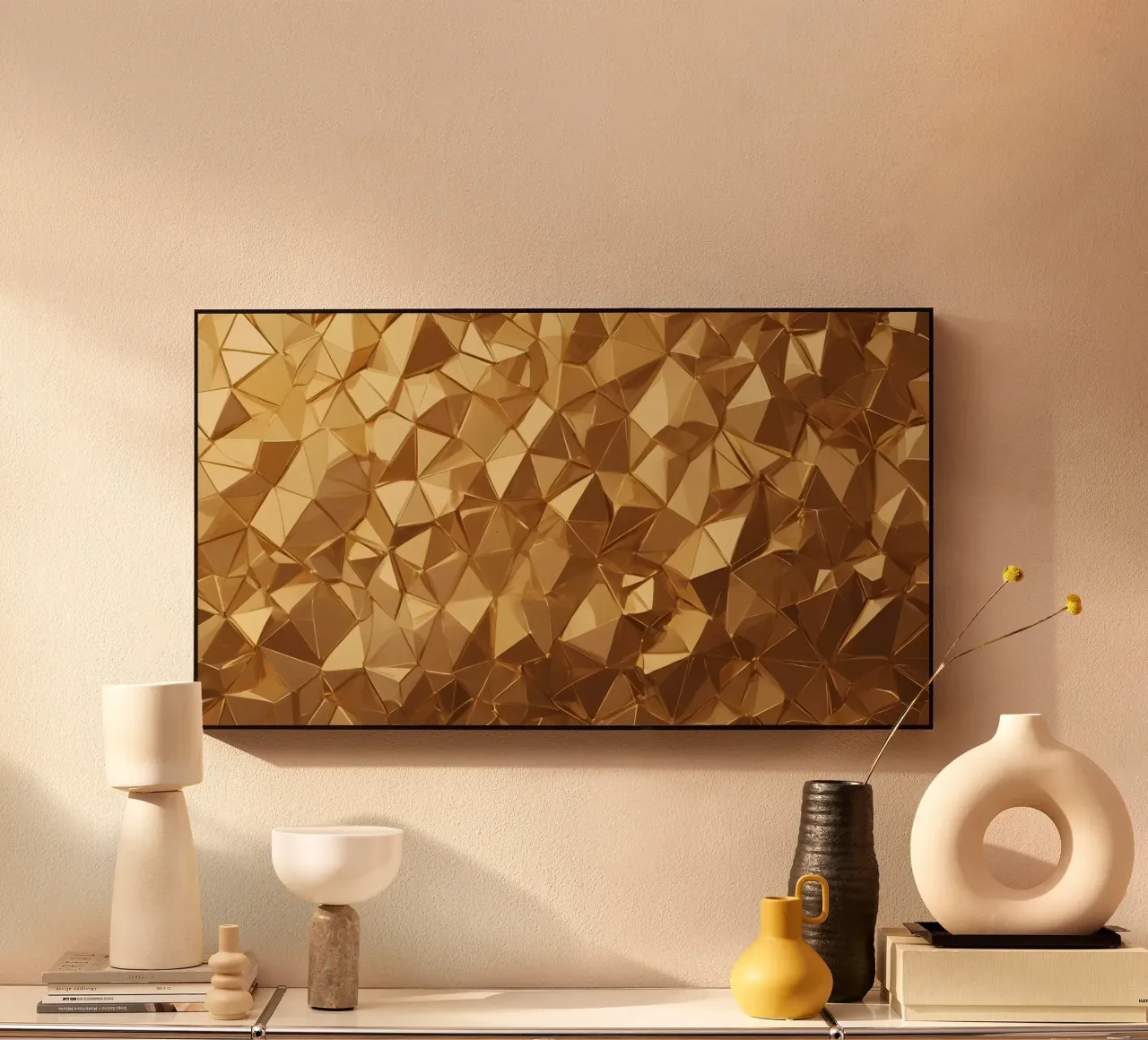 Sfondo con forme geometriche astratte dorate alluminio dibond da DesignDoodle