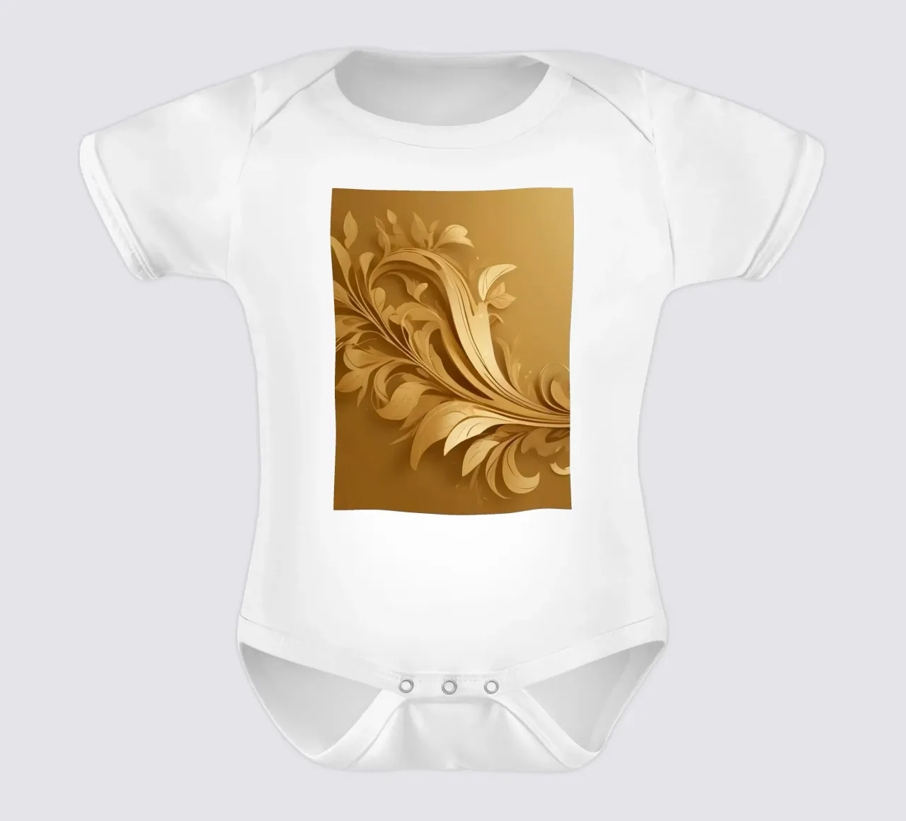 Elegant gold abstract design with intricate floral patterns short-sleeve baby romper by DesignDoodle