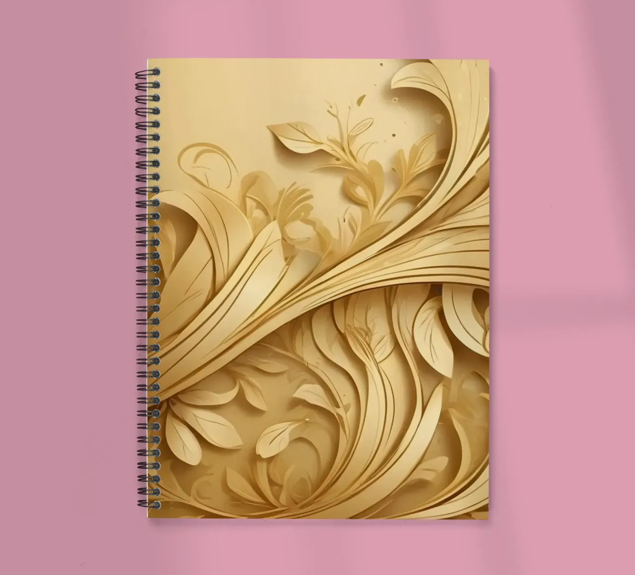 Elegant gold abstract design with intricate floral patterns spiral notebook by DesignDoodle