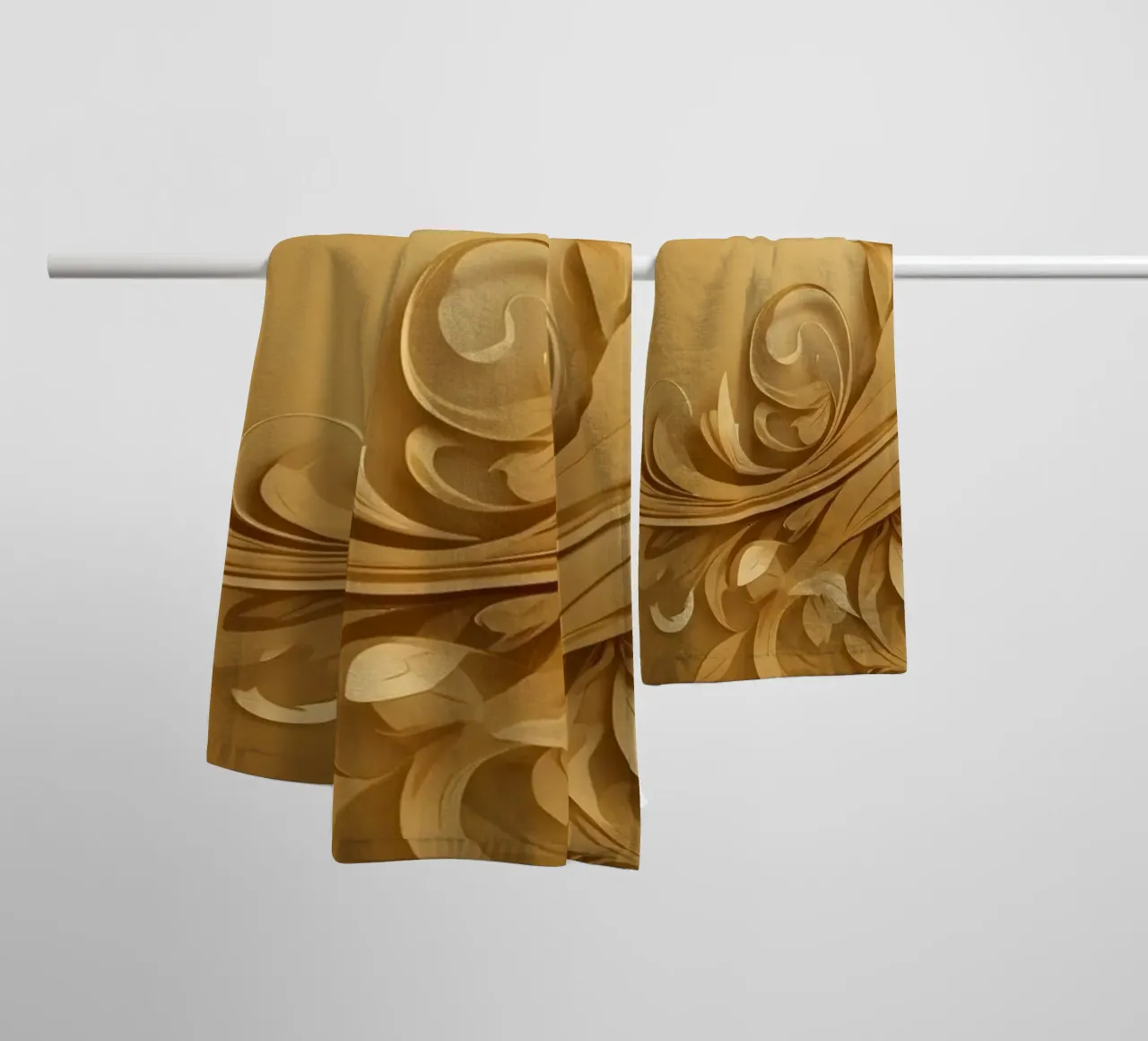 Elegant gold abstract design with intricate floral patterns towel by DesignDoodle