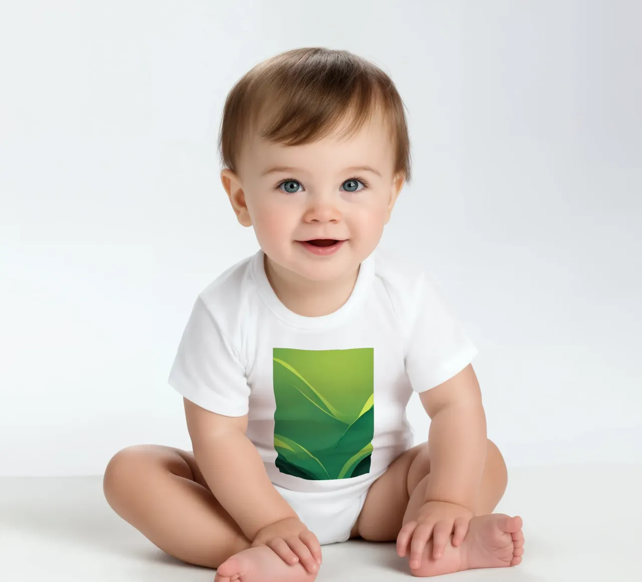 Abstract green design featuring flowing shapes and gradients short-sleeve baby romper by DesignDoodle