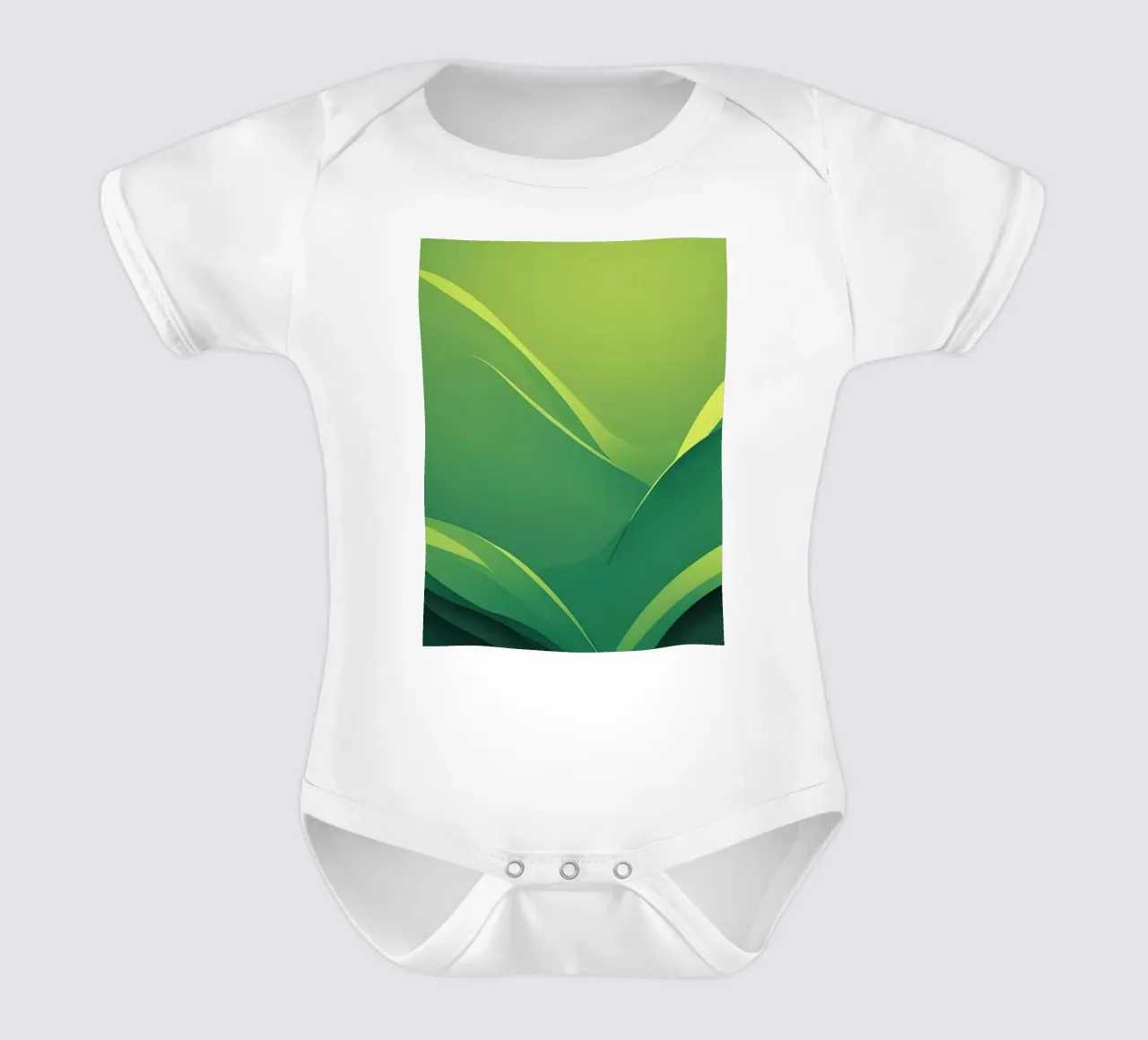 Abstract green design featuring flowing shapes and gradients short-sleeve baby romper by DesignDoodle